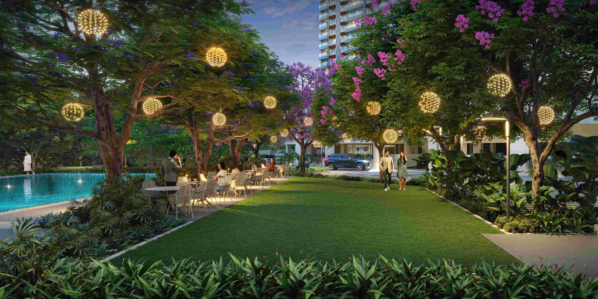 Mahindra Sadahalli grand party lawn evening view (representative)
