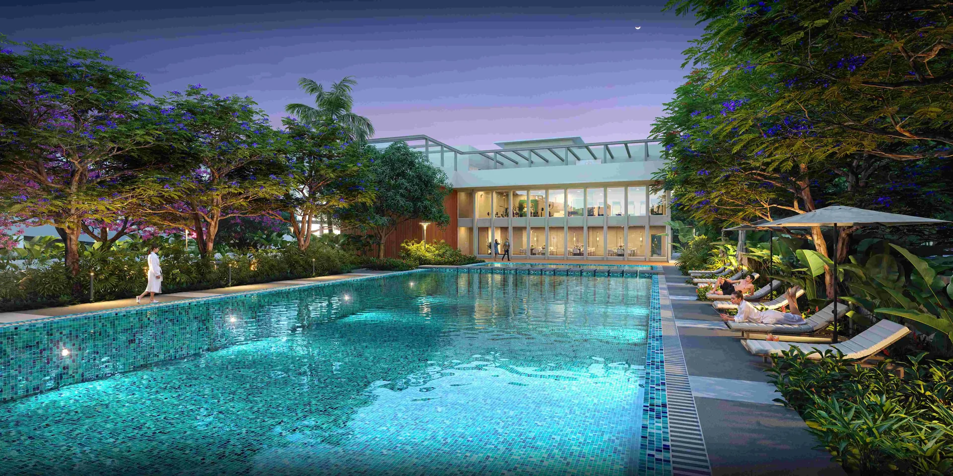 Mahindra Sadahalli swimming pool night view (representative)